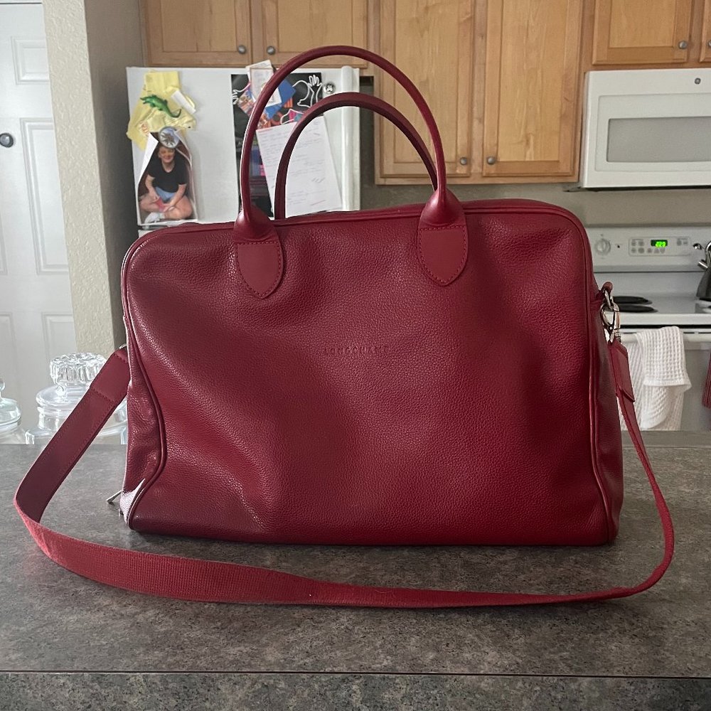 LONGCHAMP Red Leather Laptop Bag